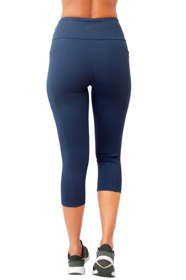 Calça Corsário Emana Com Bolso Azul Escuro Top Model