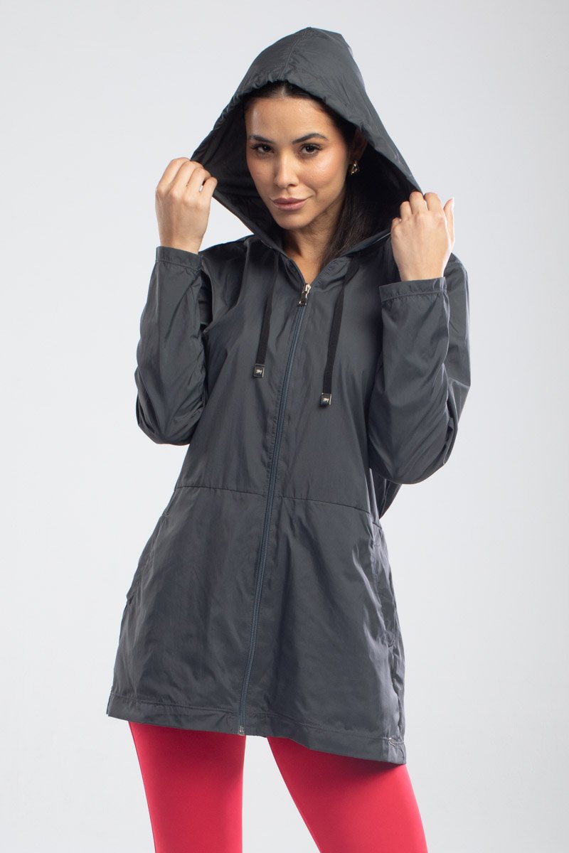 Jaqueta com Capuz Parka Astrid Cinza Top Model
