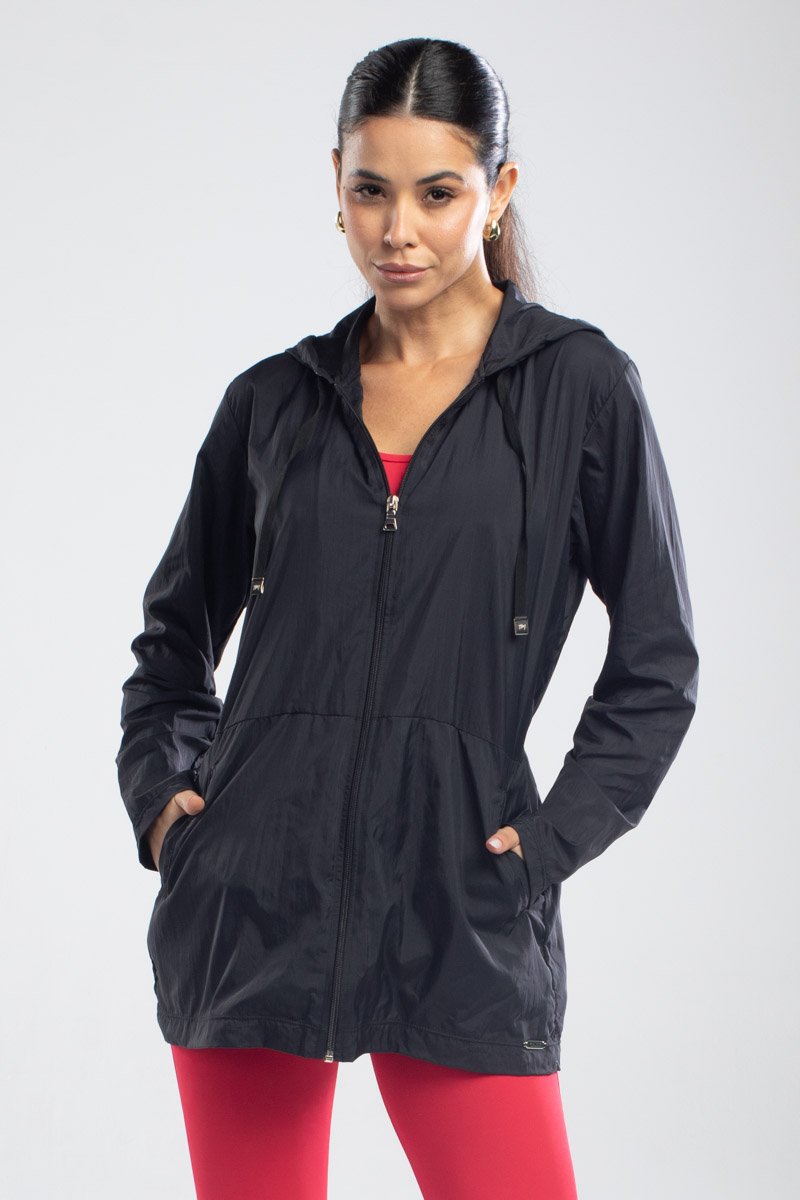 Jaqueta com Capuz Parka Astrid Preto Top Model