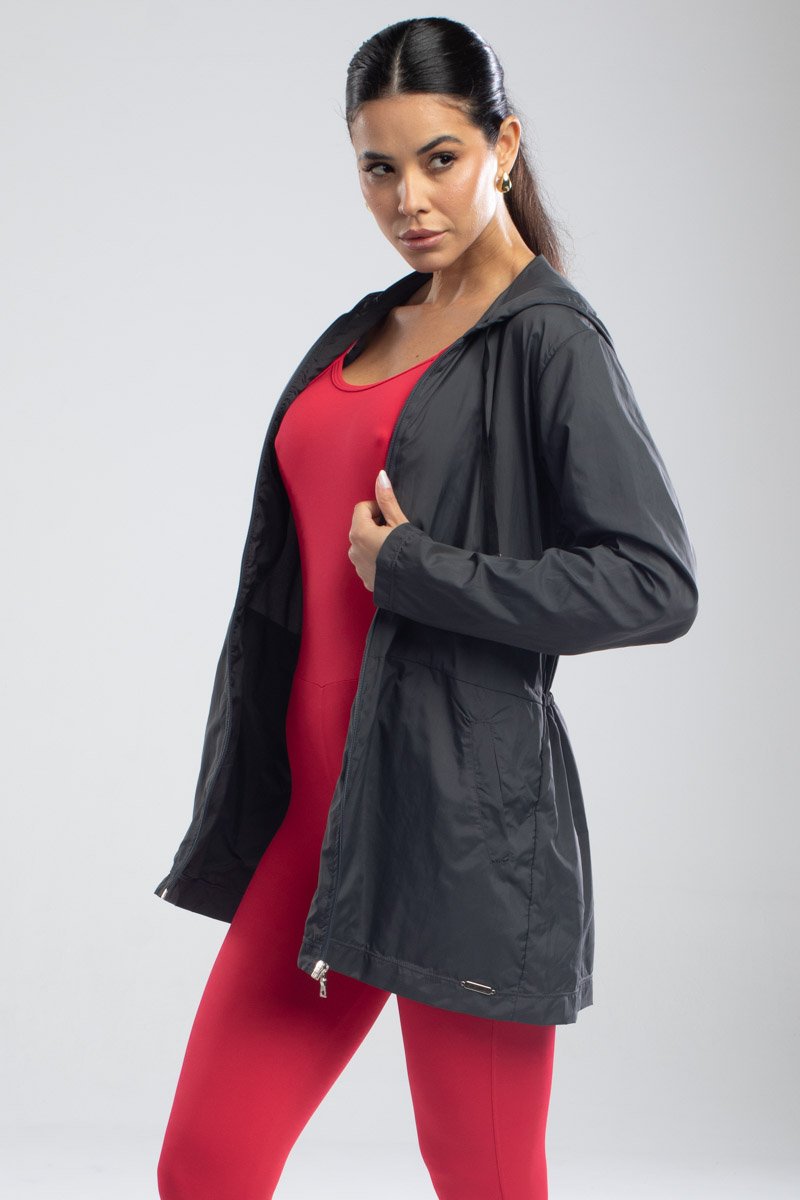 Jaqueta com Capuz Parka Astrid Cinza Top Model